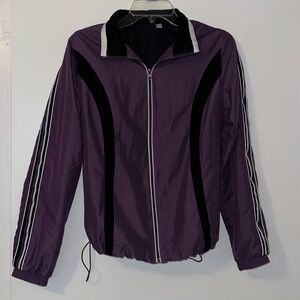 Vintage 90s Purple and Black Women's Activewear Zip-Up Jacket. Size Small